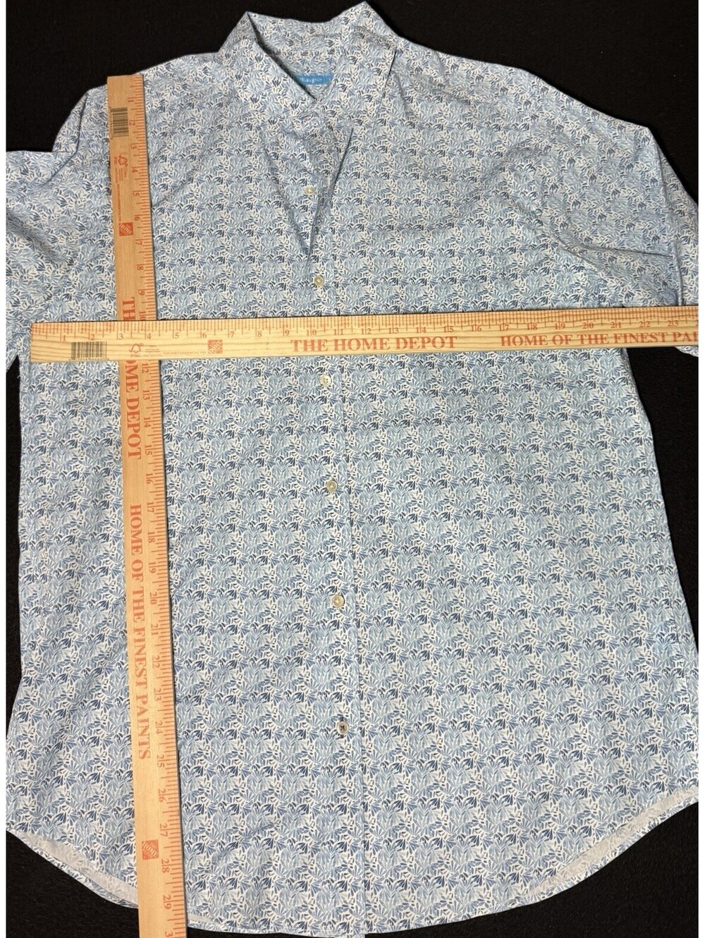 J. McLaughlin Men's L Blue/White Floral Stretch Cotton Long Sleeve Button-Up - Picture 7 of 8
